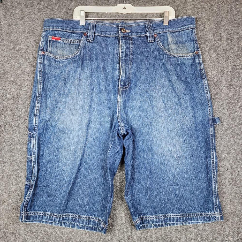 Platinum FUBU Denim Carpenter Shorts Mens 40 Blue Baggy Vintage Y2K Hip‎ Hop